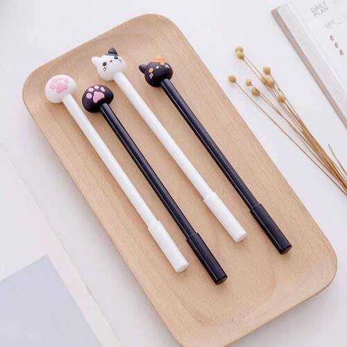 10pcs/batch Kawaii Cat Gel Signature Pen Cute Claw  Stylos B