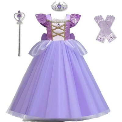 Rapunzel Elsa Costume Children Princess Dresses for Girls Ki