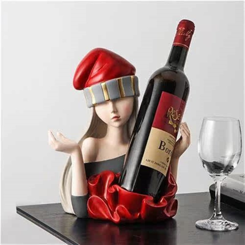 摆件创意女孩酒柜装饰品红酒架摆件客厅插花玄关电视柜家居摆设