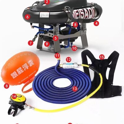 水上堡垒潜水呼吸器机装备水下捕捞管人造抓鱼鳃全设备教练B