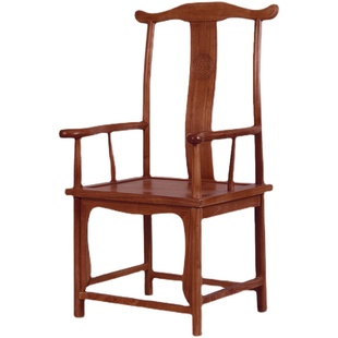 中式官帽椅古典家具太师椅主人椅茶桌椅子原木色隼榫带扶手明清椅