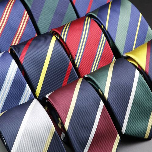 New Mens Tie Classic Stripe 7cm Jacquard Red Blue Green Nec
