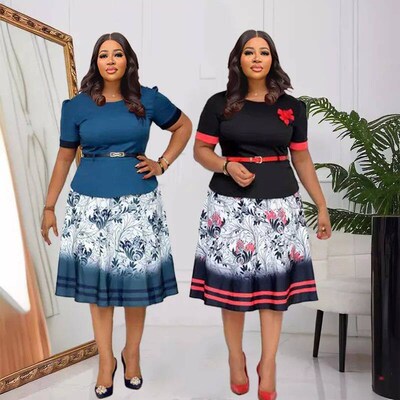 Aliexpresss popular African womens plus-size round-neck