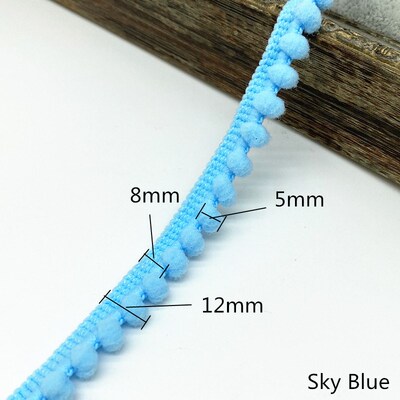 2 yards Pom Pom Trim Ball 11 mm Pompom Fringe Ribbon Sewing