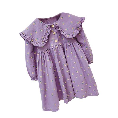 2023  Spring Autumn Baby Girls Cute Floral Print Dress Chil