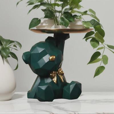 Resin Geometric Bear Storage Tray Cute Bear Storage Tray