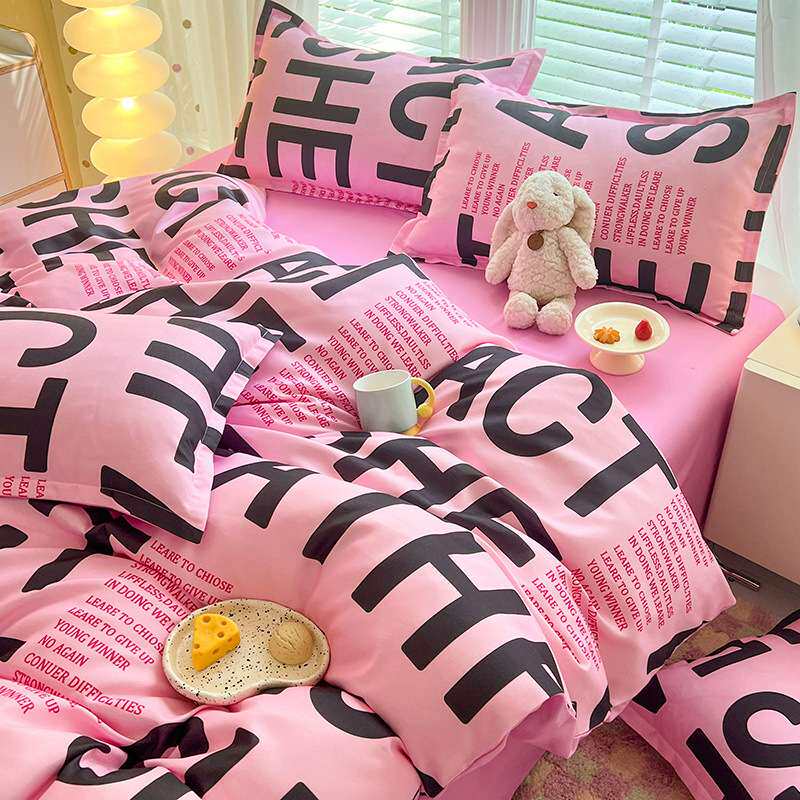 床上四件套纯水洗棉全被套罩宿舍单人学生床品床单女士三件套夏季