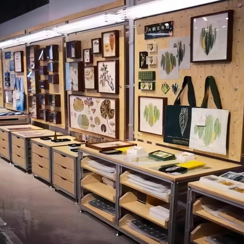 铝型材桦木陈列货柜墙上带灯洞洞板装饰架创意架饰品店落地展示架