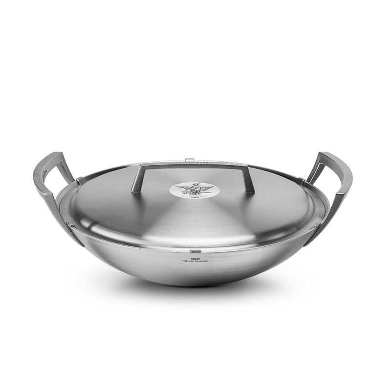 OQO欧克欧34cm不锈钢中式炒锅无涂层不易粘锅尖底炒锅燃气可用