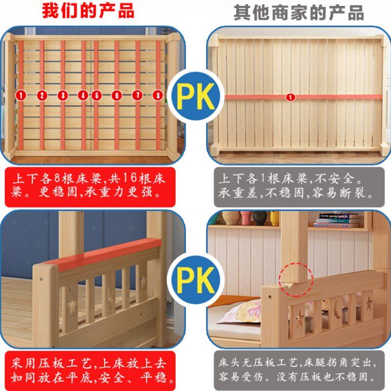 两层床宽0.8/1/1.2/1./1.5定制1.9/1.8米上下床大人儿童实木床,住宅家具,高低/子母床,淘宝优惠券,粉丝福利购,淘宝优惠卷