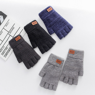 Winter Fingerless Gloves For Men Half Finger Writting Office