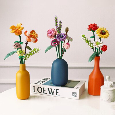Building Block Bouquet 3D Model Toy Home Decoration Plant Po