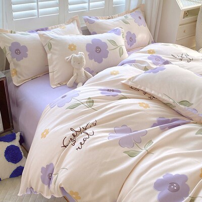 Ins Bed Sheet Four-piece Set Thickened Sanding Quilt ver Bed
