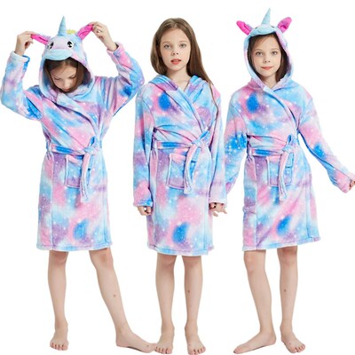 2021 Kids Unicorn Bath Robes Winter Childrens Bathrobe Kigu