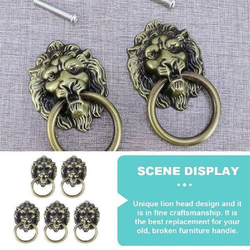 5 Pcs Handle Vintage Lion Head Pulling Cabinet Drawer