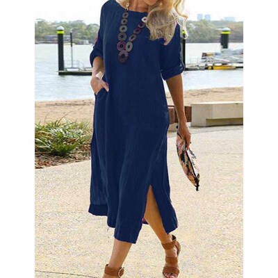 Summer Short Sleeve Crew Neck Summer Dress 2022 Lady Holiday