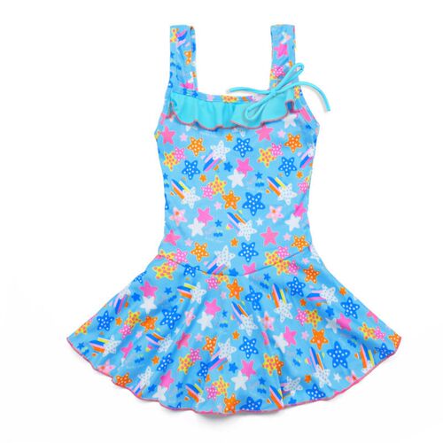 Girls One Piece Swimsuits Skirt Suit Print Flowers Children