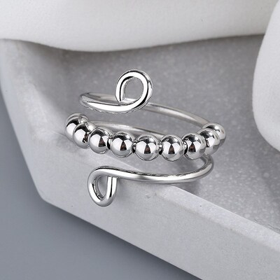 Punk Anxiety Rings For Women Men Spiral Fidget Beads Ring 20