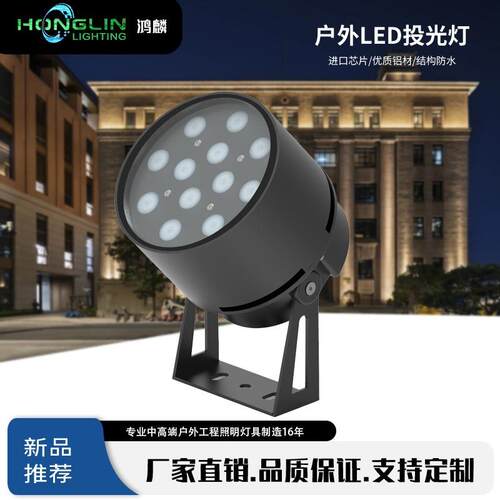 新款圆形LED投射灯LED12W24W公园别墅广场照树灯投光灯单色RGBW