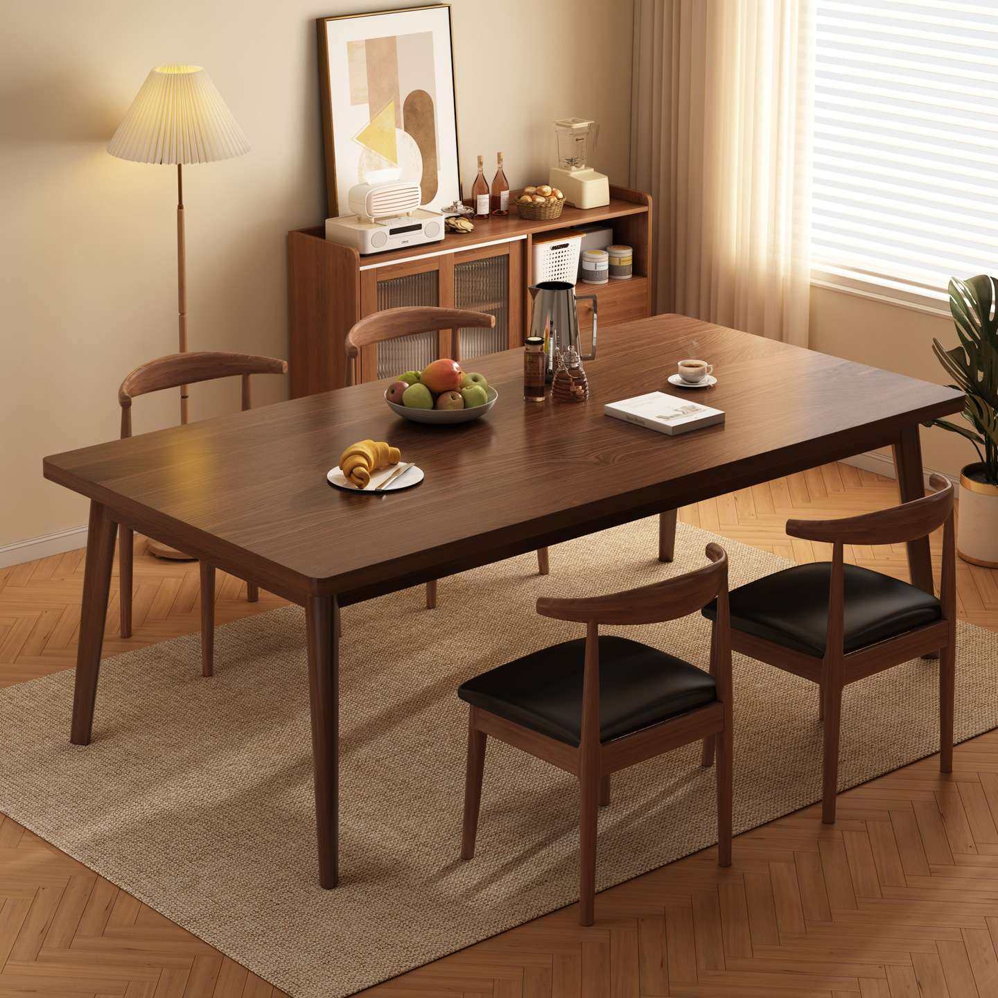 实木腿餐桌椅组合小户型家用中古胡桃色大板桌2025新款长方形桌子,3C数码配件,其它配件,淘宝优惠券,粉丝福利购,淘宝优惠卷