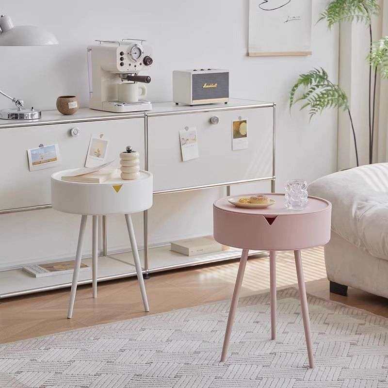 奶油风床头柜现代简约边几小茶几卧室圆形迷你角几新款创意收纳柜,3C数码配件,其它配件,淘宝优惠券,粉丝福利购,淘宝优惠卷