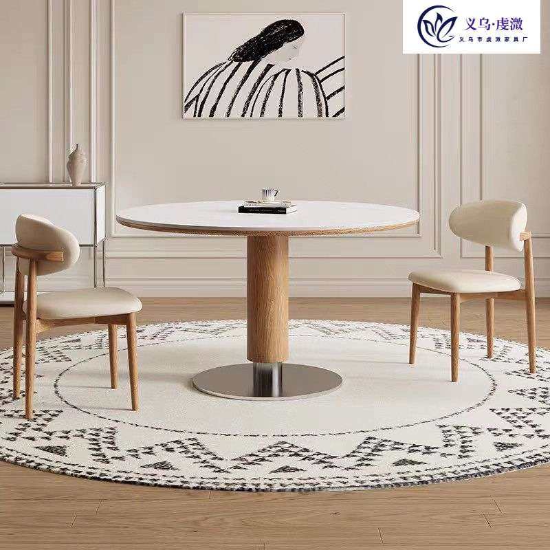 中古风复古实木岩板餐桌法式复古风小户型家用不锈钢圆形洽谈餐桌,3C数码配件,其它配件,淘宝优惠券,粉丝福利购,淘宝优惠卷