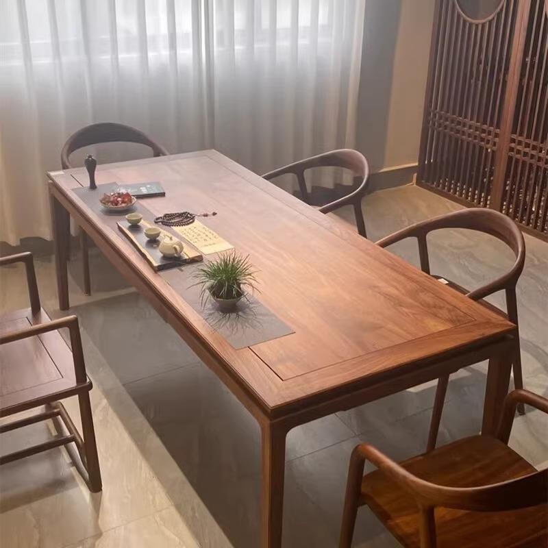 新中式榆木书桌实木办公桌简约现代禅意书法画桌家用中式茶桌椅