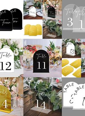 BTU327-329立体亚克力数字婚礼桌号牌桌位席位牌DIY印刷镜面摆台