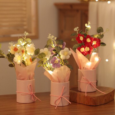 Simulated Flower Puff Hug Bucket Small Bouquet Handmade Flow