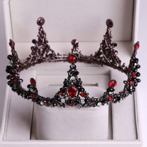 Baroque Black Crystal Big Round Bridal Tiaras Crowns Pageant