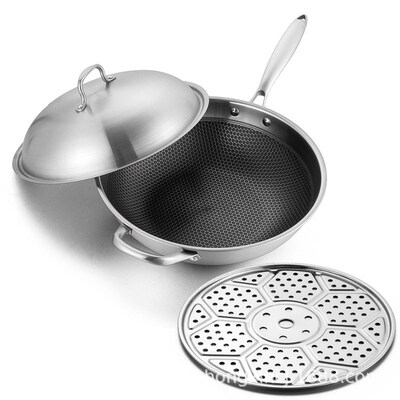Sales 316 Double-sided Screen Stainless Steel Wokthree-layer