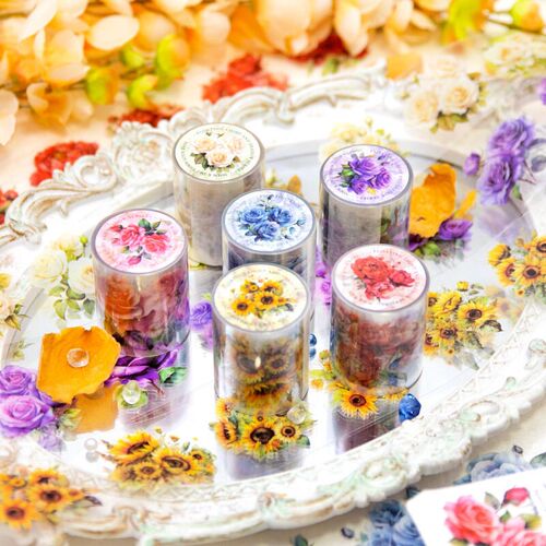 1Roll 2M PET Tape Floating Glimpse Flower Handbook