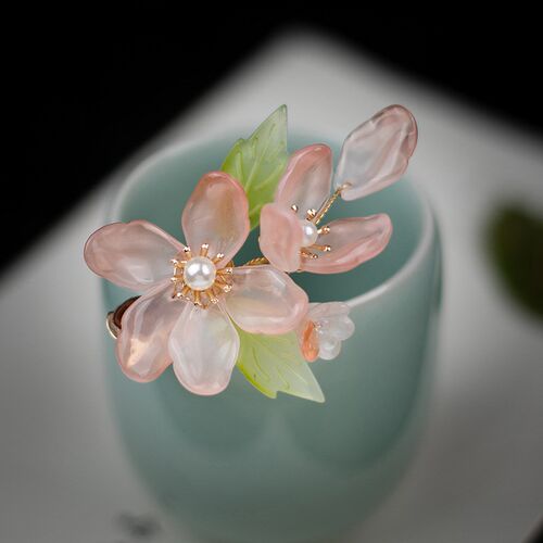 Glass Flowers Hairpin Antique Chinese Hair Clips Girls Fairy