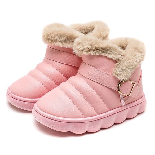 Fleece Childrens Snow Boots, Thickened Warm Cotton Shoes, T