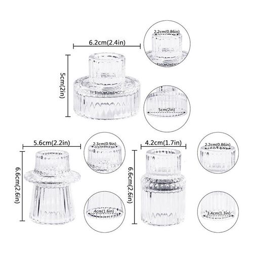 3PCS/set Glass Candlestick Romantic Dining Table Candle