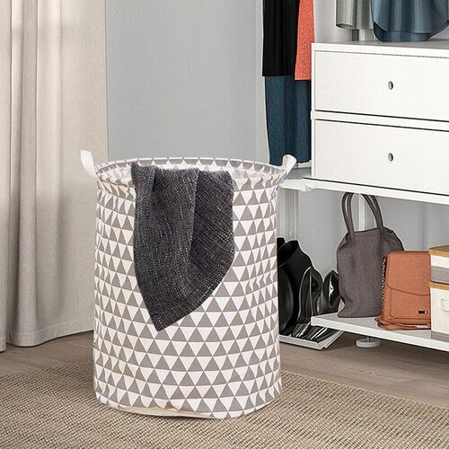 1pc Folding Laundry Basket Round Storage Bin Bag Large Hampe