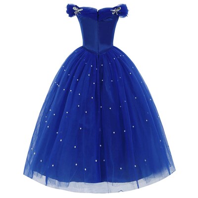 Deluxe Sapphire Mesh Ball Gown Toddler Girls Off Shoulder El
