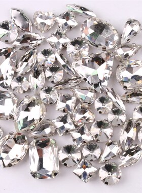 Silver claw setting 50pcs/bag shapes mix clear glass crystal