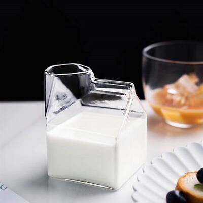 factory direct sale 350ml square milk glass milk box glass m
