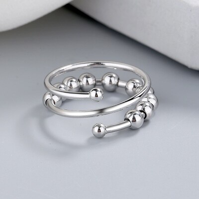 Punk Anxiety Rings For Women Men Spiral Fidget Beads Ring 20