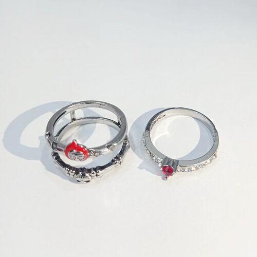 Boho Silver Color Heart CZ Crystal Wedding Rings for Women M