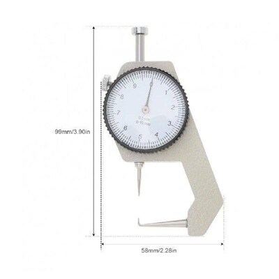 0-10mm 0.1mm Resolution Dial Thickness Gauge Leather Flim