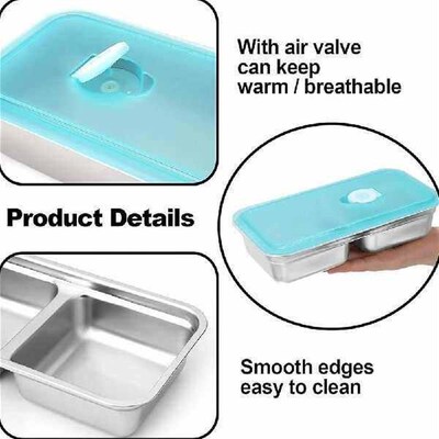 Stainless Steel Snack Containers 2 Compartment Snack Box