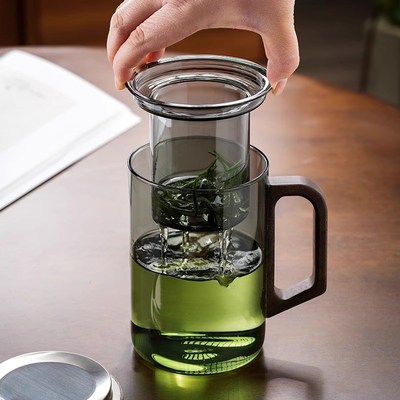 大容量泡茶杯玻璃杯个人专用高档茶水分离家用办公室喝茶绿茶杯子