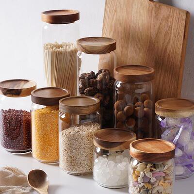 Glass storage jar sealed bottle canister multigrain coffee