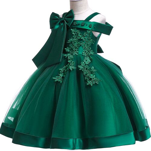 Embroidery Silk Princess Dress for Baby Girl Flower Elegant