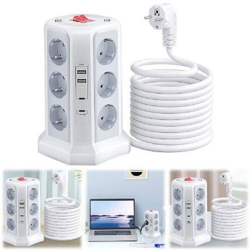 EU 12-bit Multi-Socket Power Board 4000W 16A with 1.8M