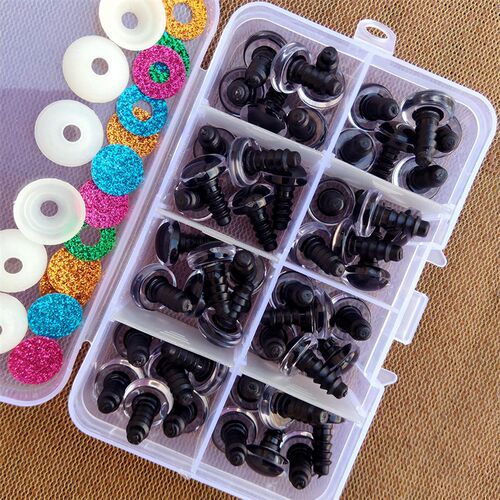 High Quality 48pcs 3D Glitter Plush Plastic Safety Eyes For