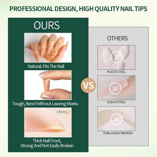 Nailpop 3-IN-1 Nude Natural Soft Nail Tips Set 140PCS Skin T