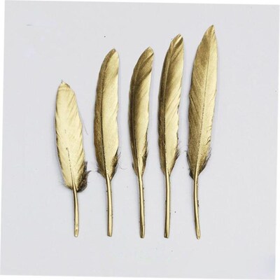 50pcs/bag Gold Plated Feathers 5-7inches for Christmas1